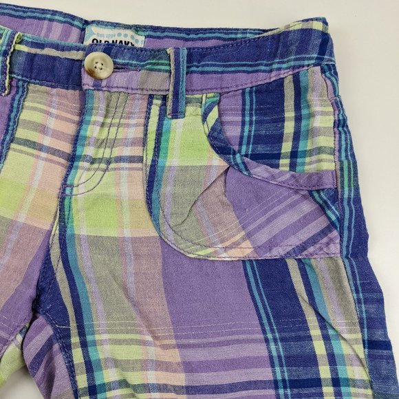 Old Navy Girls Purple Plaid Linen Shorts Size 10 - Picture 3 of 10